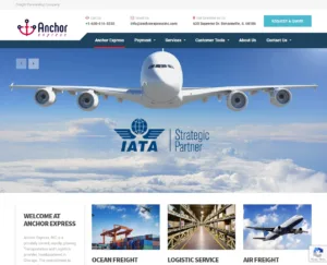 AnchorExpressInc.com – strona internetowa (projekt Media Express) AnchorExpressInc.com – strona firmy transportowo-logistycznej Anchor Express, projekt Media Express Chicago
