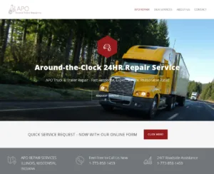 ApoRepair.com – strona internetowa (projekt Media Express) ApoRepair.com – strona serwisu naczep i ciężarówek APO Repair, projekt Media Express Chicago