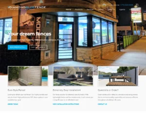 DiamondBlueFences.com – strona internetowa (projekt Media Express) DiamondBlueFences.com – strona firmy ogrodzeniowej DiamondBlueFence, projekt Media Express Chicago