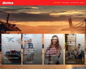 DomaShipping.com – strona internetowa (projekt Media Express) DomaShipping.com – strona Doma Shipping – przesyłki, podróże i przeprowadzki, projekt Media Express Chicago