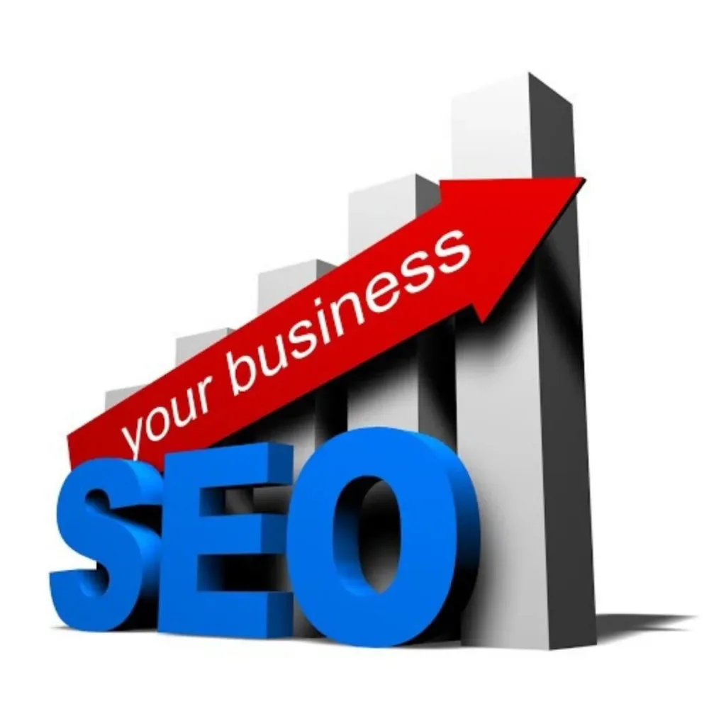 Wykres słupkowy ze strzałką wzrostu i napisem SEO your business – marketing SEO Media Express
